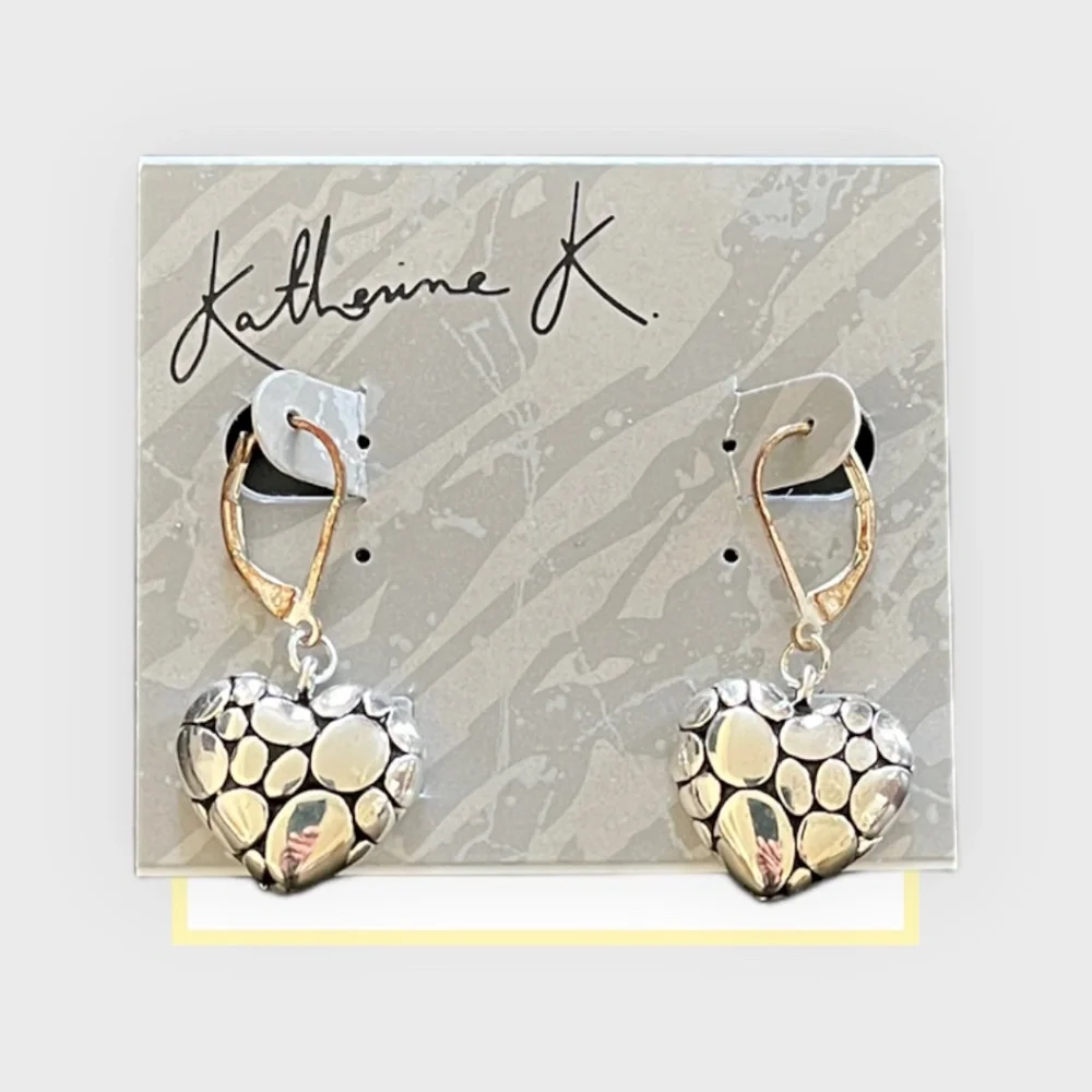 Katherine‎ K Silver Heart Earrings